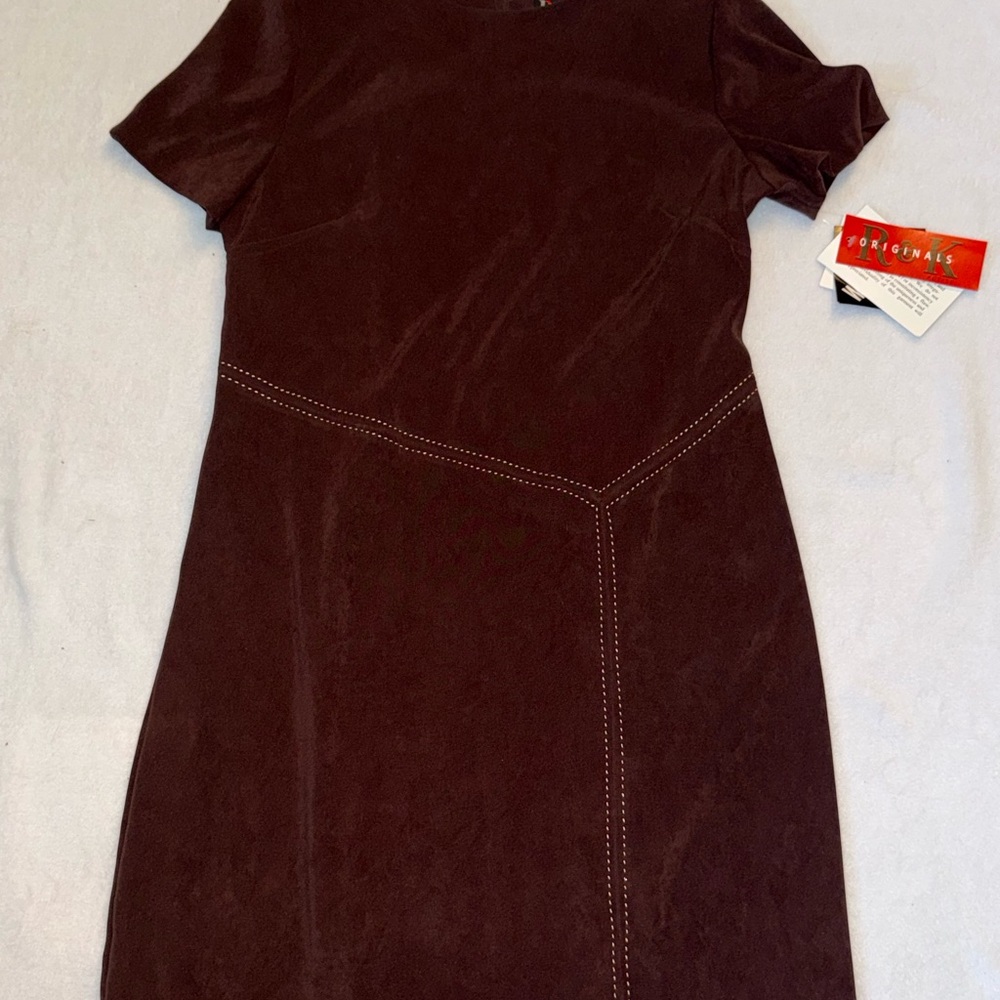 R&K originals Women’s Short Sleeve Brown Suede feeling Dress size 12p